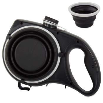 Multifunctional 5-in-1 Dog and Cat Leash with Water Bowl and Poop Bag Dispenser