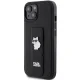 Karl Lagerfeld dėklas iPhone 15 telefonui Saffiano Choupette Pins Gripstand, juodas