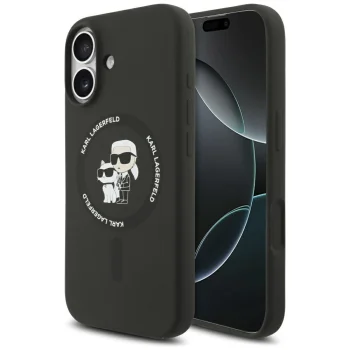 Karl Lagerfeld iPhone 17 Case Silicone Karl & Choupette Ring MagSafe, Black
