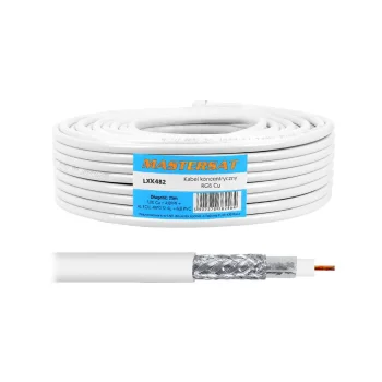 Mastersat RG6 1Cu 48x0.12AL Coaxial Cable, 25 m, White