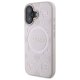 Guess Saffiano Peony Classic Logo MagSafe dėklas iPhone 16, rožinis
