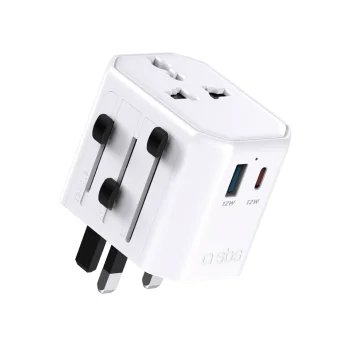 Universalus kelioninis adapteris SBS TEADAPTUSBTCUNI USB-C / USB-A, baltas
