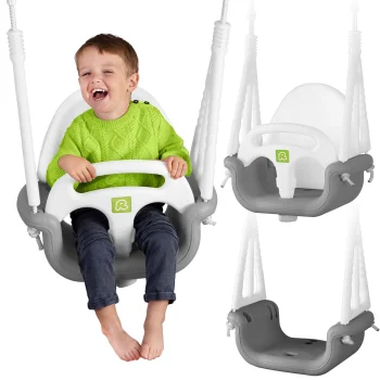 Ricokids 3-in-1 Baby Bucket Swing, Grey/White