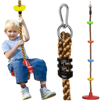 Kruzzel 25367 Kids Swing with Climbing Rope, Multicolor