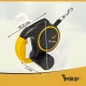 Purlov automatinis pavadėlis šunims su žibintuvėliu, 5 m, 10–25 kg, juodas / geltonas