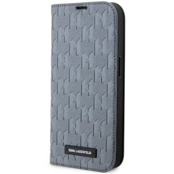 Karl Lagerfeld dėklas iPhone 14 Pro Max telefonui Saffiano Monogram, sidabrinis