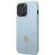 Guess Saffiano 4G Small Metal Logo dėklas iPhone 13 Pro Max telefonui, mėlynas