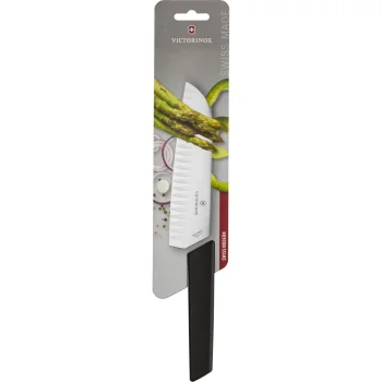 Santoku peilis Victorinox Swiss Modern 17 cm, su grioveliais, juodas