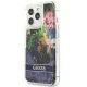 Guess Flower Liquid Glitter dėklas Apple iPhone 13 Pro / 13, Mėlynas