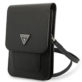Guess Saffiano Triangle išmaniojo telefono rankinė-piniginė, juoda