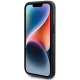Guess Leather Perforated 4G Glitter Logo dėklas iPhone 15 telefonui, juodas