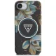 Guess IML Metal Glitter Flowers MagSafe dėklas iPhone 16e telefonui, juodas