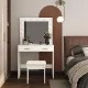ModernHome CHDT03 Vanity Table with LED Mirror and Stool, White