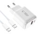 Tech-Protect NCA20 PD 20W QC3.0 įkroviklis su USB-C laidu 100cm, baltas