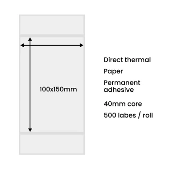 Terminės etiketės 100x150 mm (500 vnt.) - baltos