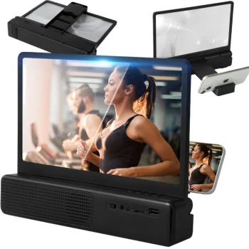 Išmaniojo telefono ekrano didintuvas su Bluetooth garsiakalbiu, juodas