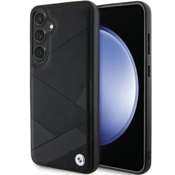 BMW Signature Leather Crossing Lines dėklas Samsung Galaxy S24 telefonui, juodas