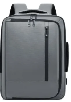 Grey 19 l travel backpack with USB port and laptop compartment
