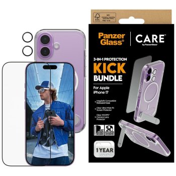CARE by PanzerGlass Feature Kick 3in1 dėklas, stiklas ir objektyvo apsauga iPhone 17