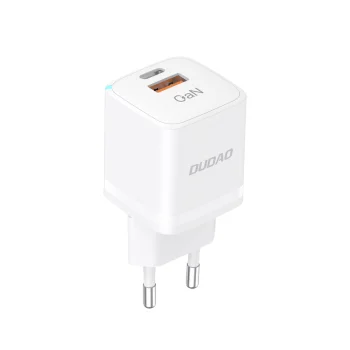 Dudao A13Pro GaN 33W tinklo įkroviklis PPS USB-C / USB-A, baltas