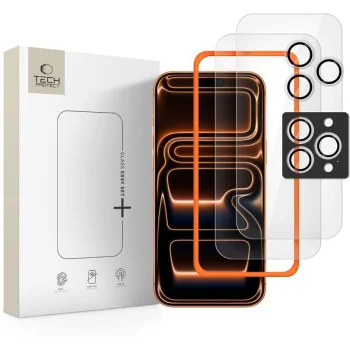 Tech-Protect Easy Set+ 3-pack Tempered Glass for iPhone 16 Pro / 17 Pro