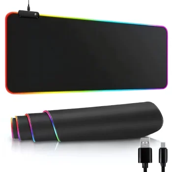 RGB LED žaidimų pelės kilimėlis XL, 80x30 cm, juodas
