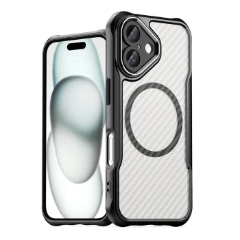 Leading Series MagSafe silikoninis dėklas iPhone 16, juodas