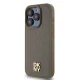 DKNY Leather Pattern Metal Logo MagSafe deklas, skirtas iPhone 14 Pro Max, rudas