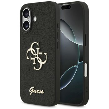 Guess iPhone 17 dėklas Fixed Glitter Big 4G, juodas