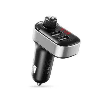 Automobilinis FM siųstuvas XO BCC10 su Bluetooth ir 3.1A įkrovikliu, juodas