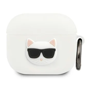 Karl Lagerfeld dėklas Apple AirPods 3 ausinėms Silicone Choupette, baltas
