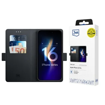 „3mk Protection“ atverčiamasis dėklas „iPhone 16 Pro“, juodas