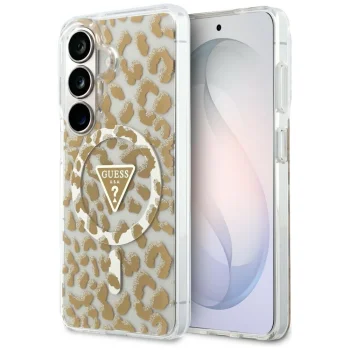 Guess IML Leopard Triangle MagSafe Case for Samsung Galaxy S26 - Brown