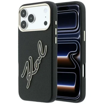 Karl Lagerfeld Smooth Big Resin Signature Logo dėklas iPhone 18 / 17 Pro Max, juodas