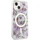 Guess dėklas iPhone 14 Plus telefonui Flower MagSafe, skaidrus