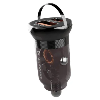 Wozinsky 65W automobilinis įkroviklis USB-C PD 65W / USB-A 45W QC 3.0, juodas