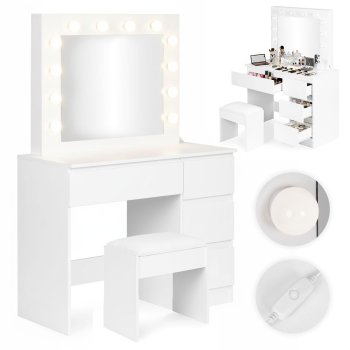 Kosmetinis staliukas Modernhome 141131 su LED veidrodžiu ir kėdute