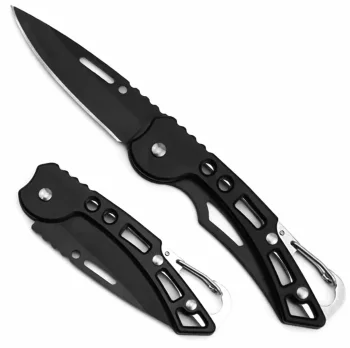 Folding Knife with Carabiner, Black