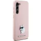 Samsung Galaxy S24+ Plus (SM-S926) Karl Lagerfeld Silicone Choupette Metal Pin Case Cover, Pink