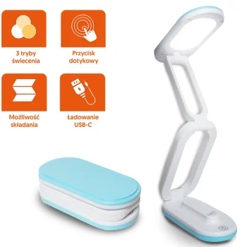 LTC Foldable Wireless LED Desk Lamp, 3 Modes, Blue