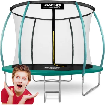 Neo-Sport NS-08C181 sodo batutas 252 cm su vidiniu tinklu ir kopėčiomis, žalias