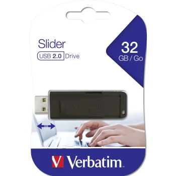 USB atmintinė Verbatim Store 'n' Go Slider 32 GB USB 2.0, juoda