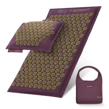 4FIZJO ECO akupresūros kilimėlis su pagalve 68 x 42 cm, violetinis ir auksinis