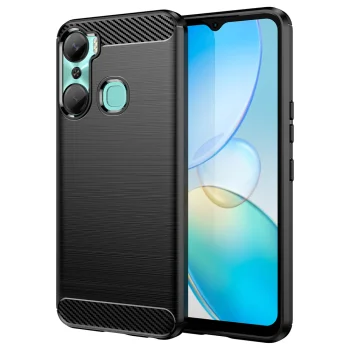 Dėklas Infinix Hot 12 Pro Carbon Case, lankstus TPU nugarėlė, juodas