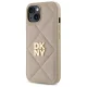 DKNY dėklas iPhone 15 telefonui Quilted Stack Logo, smėlio spalvos