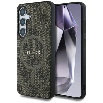 „Guess Leather 4G MagSafe“ dėklas, skirtas „Samsung Galaxy S25“, rudas
