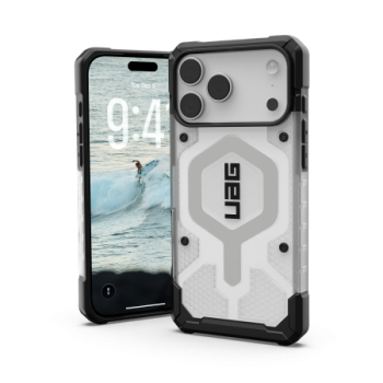 UAG Pathfinder Clear MagSafe dėklas iPhone 17 Pro Max telefonui, balta/pilka