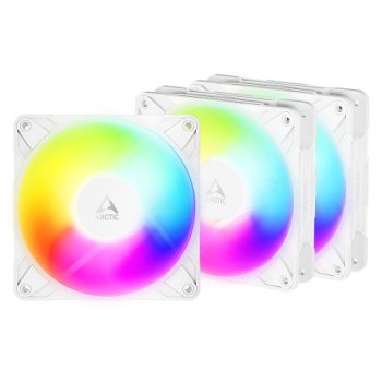 Arctic P12 PRO Reverse PWM PST A-RGB 120mm korpuso ventiliatoriai, 3 vnt., balti