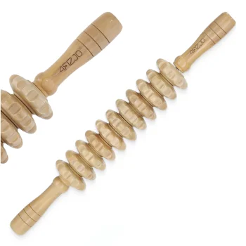 4Fizjo Wooden Body Massage Roller, Anti-Cellulite, 42 cm, Brown