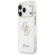 Guess IML 4G Script Metal dėklas iPhone 17 Pro Max telefonui, baltas